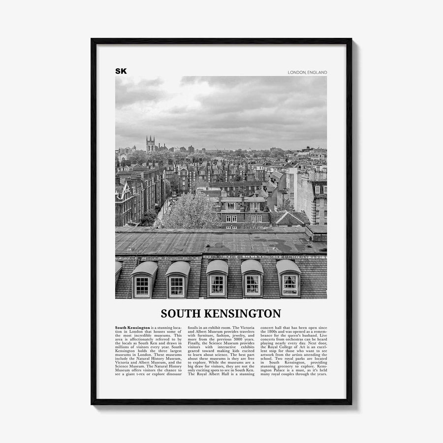 South Kensington Print Black and White, South Kensington Wall Art, South Kensington Poster, South Kensington Photo, London