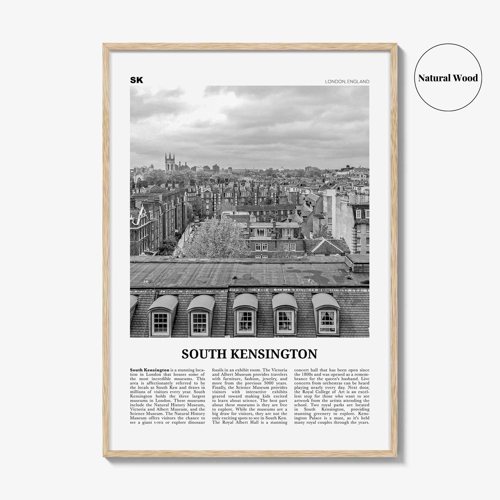 South Kensington Print Black and White, South Kensington Wall Art, South Kensington Poster, South Kensington Photo, London