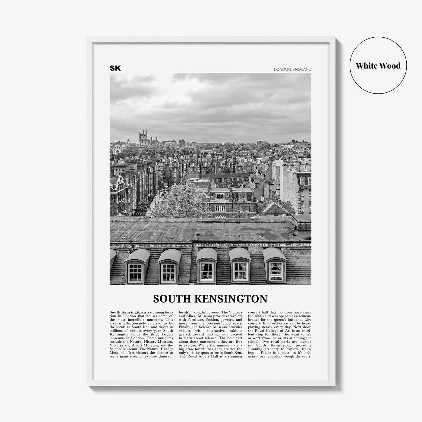 South Kensington Print Black and White, South Kensington Wall Art, South Kensington Poster, South Kensington Photo, London