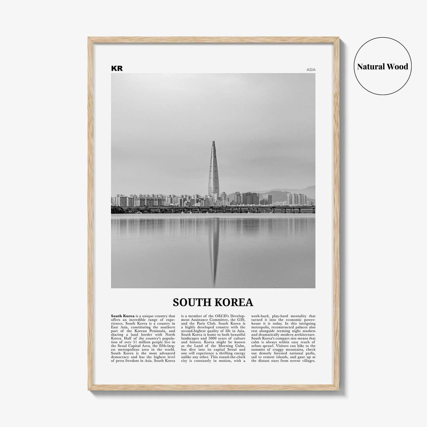 South Korea Print Black and White, South Korea Wall Art, South Korea Poster, South Korea Photo, 韓國 大韓民國 南韓 한국 대한민국 남한 지도, Seoul, Asia