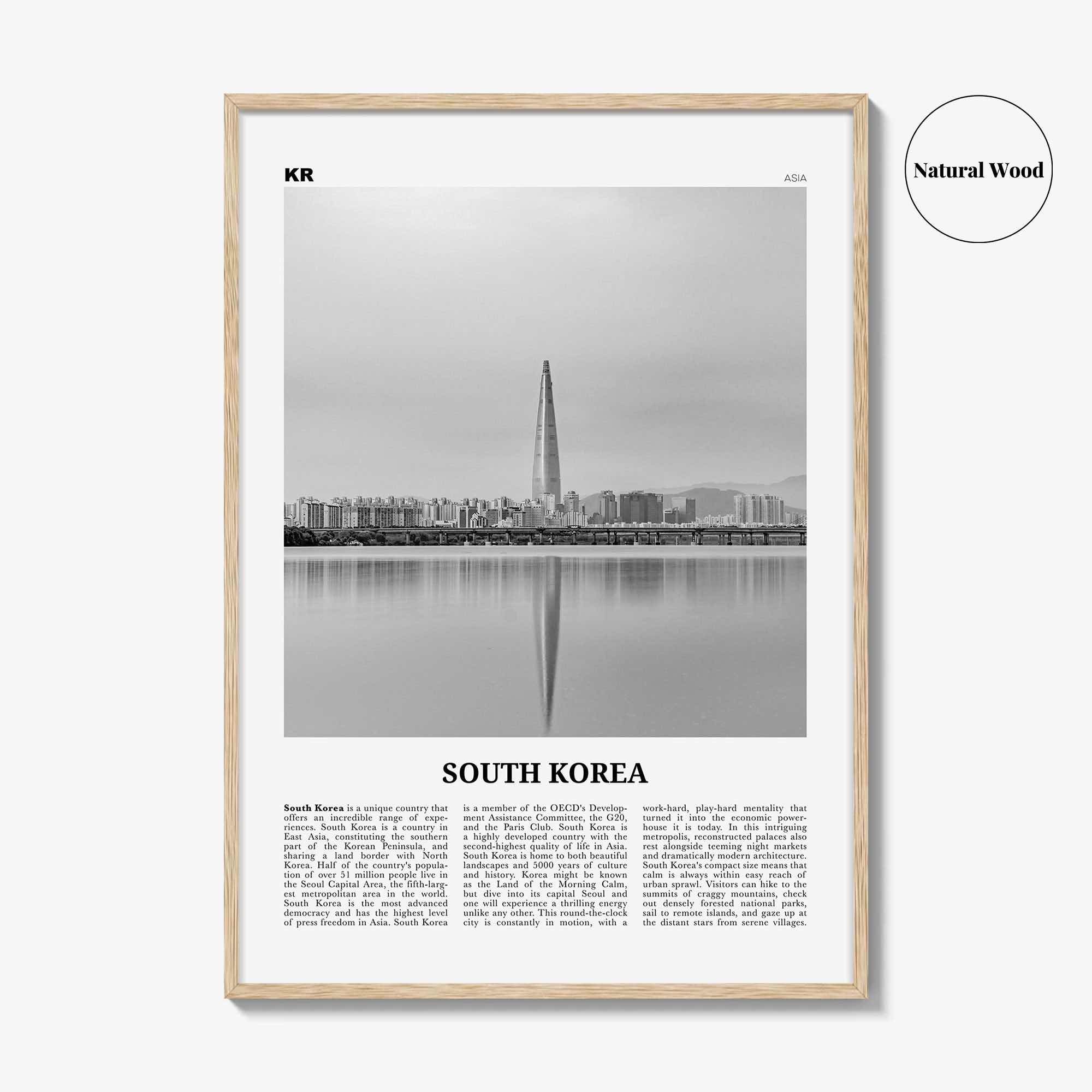 South Korea Print Black and White, South Korea Wall Art, South Korea Poster, South Korea Photo, 韓國 大韓民國 南韓 한국 대한민국 남한 지도, Seoul, Asia