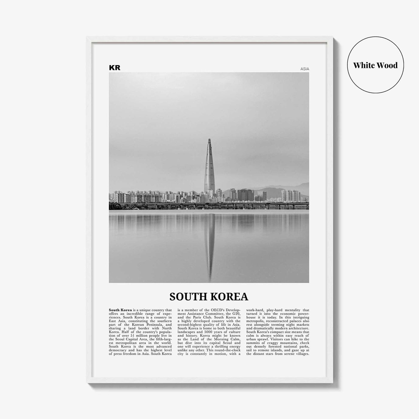 South Korea Print Black and White, South Korea Wall Art, South Korea Poster, South Korea Photo, 韓國 大韓民國 南韓 한국 대한민국 남한 지도, Seoul, Asia