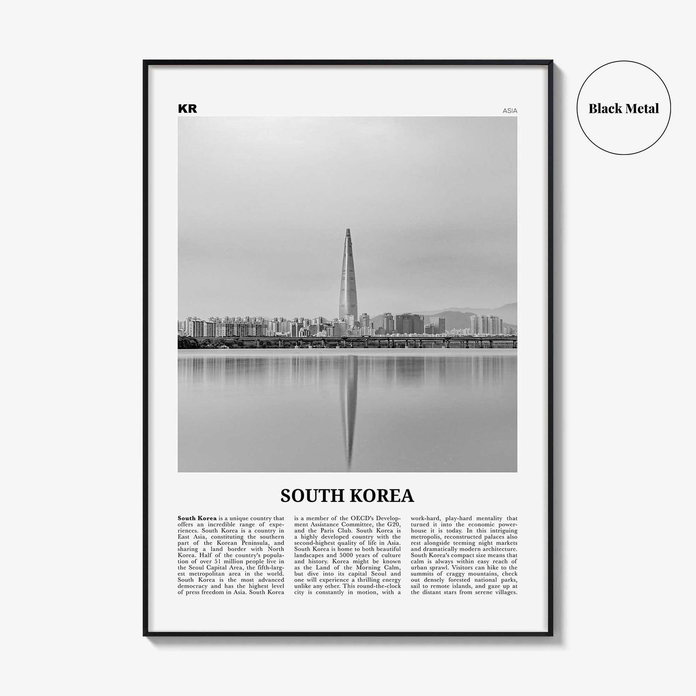 South Korea Print Black and White, South Korea Wall Art, South Korea Poster, South Korea Photo, 韓國 大韓民國 南韓 한국 대한민국 남한 지도, Seoul, Asia