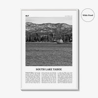 South Lake Tahoe Print Black and White, South Lake Tahoe Wall Art, South Lake Tahoe Poster, South Lake Tahoe Photo, California, USA