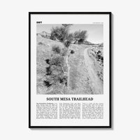 South Mesa Trailhead Print Black and White, South Mesa Wall Art, South Mesa Poster, South Mesa Photo, South Mesa Wall Décor, South Mesa Map