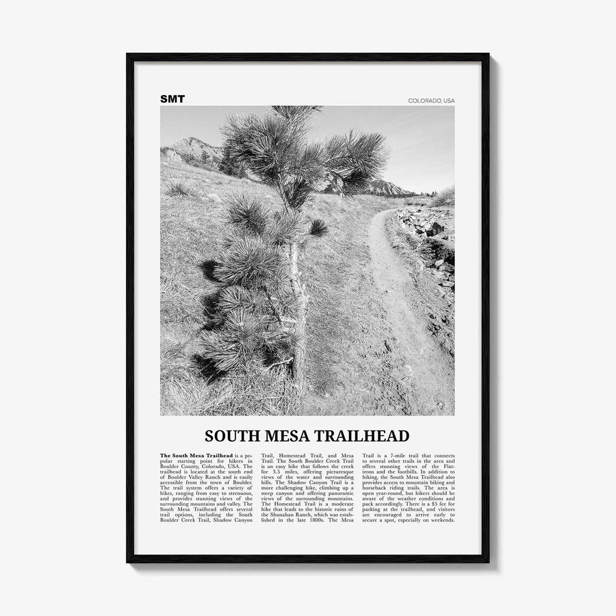 South Mesa Trailhead Print Black and White, South Mesa Wall Art, South Mesa Poster, South Mesa Photo, South Mesa Wall Décor, South Mesa Map
