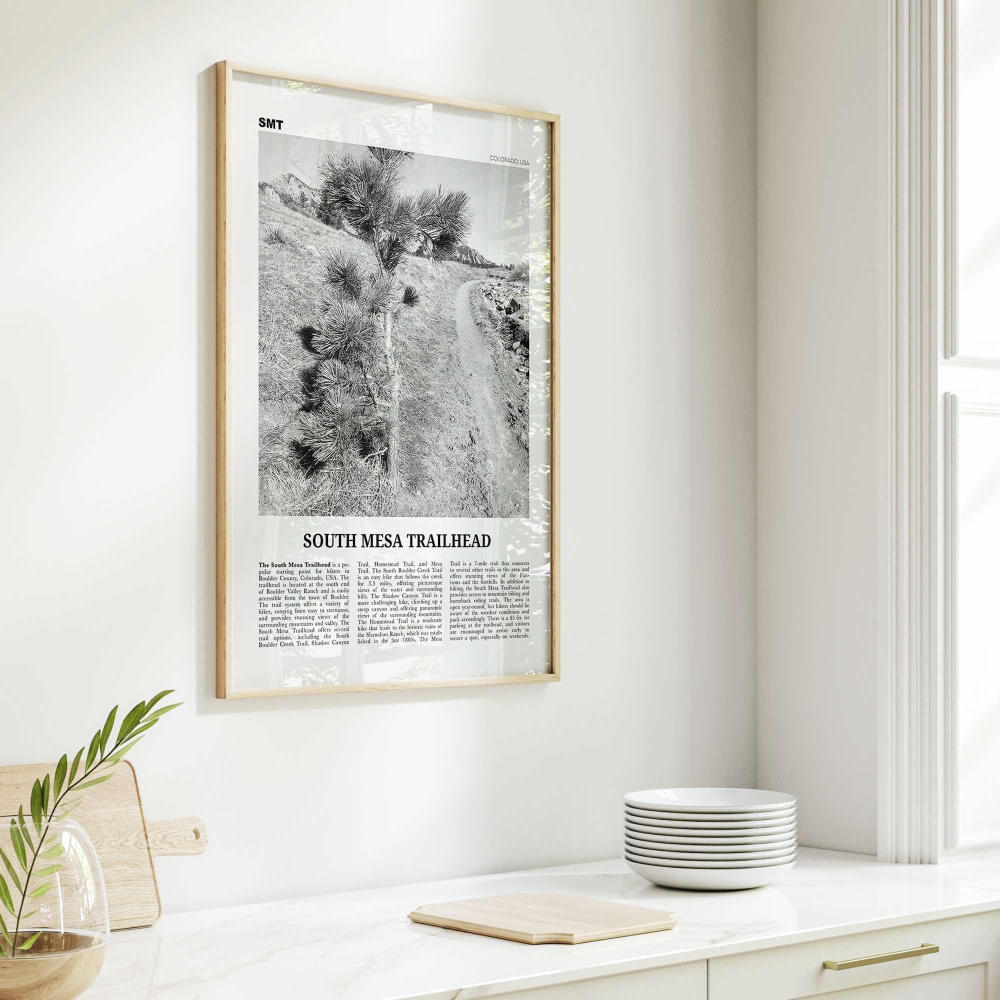 South Mesa Trailhead Print Black and White, South Mesa Wall Art, South Mesa Poster, South Mesa Photo, South Mesa Wall Décor, South Mesa Map