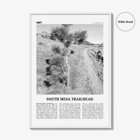 South Mesa Trailhead Print Black and White, South Mesa Wall Art, South Mesa Poster, South Mesa Photo, South Mesa Wall Décor, South Mesa Map