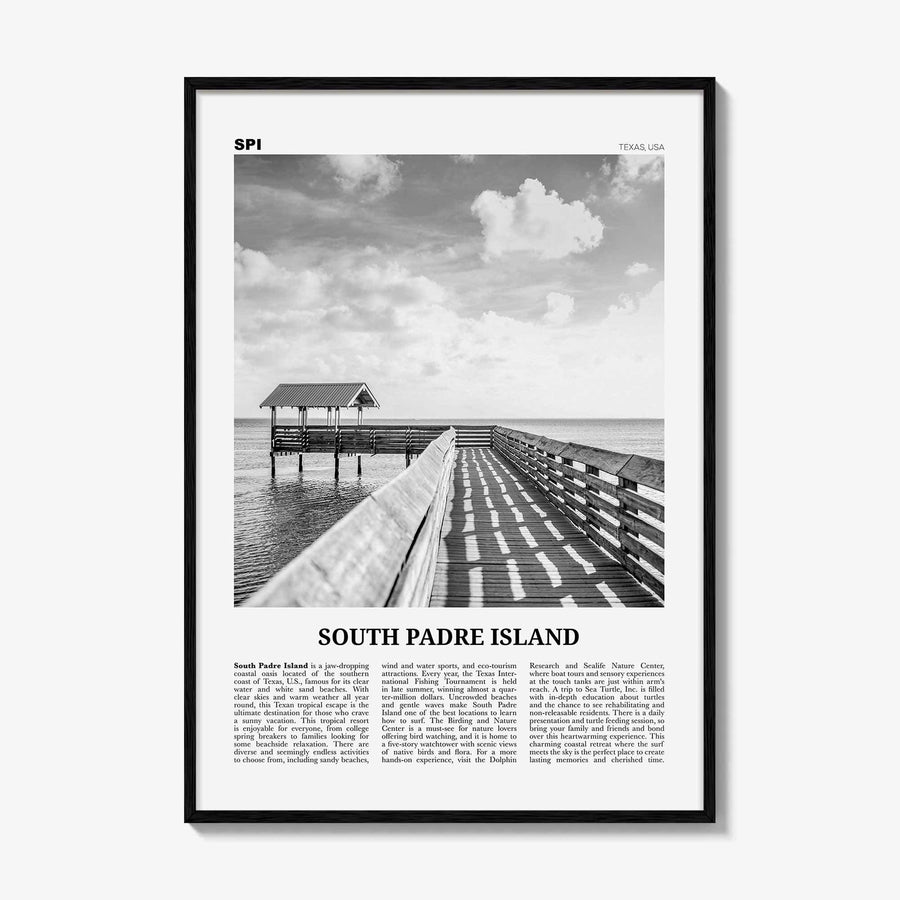 South Padre Island Print Black and White, South Padre Island Wall Art, South Padre Island Poster, South Padre Island Photo, Texas, USA