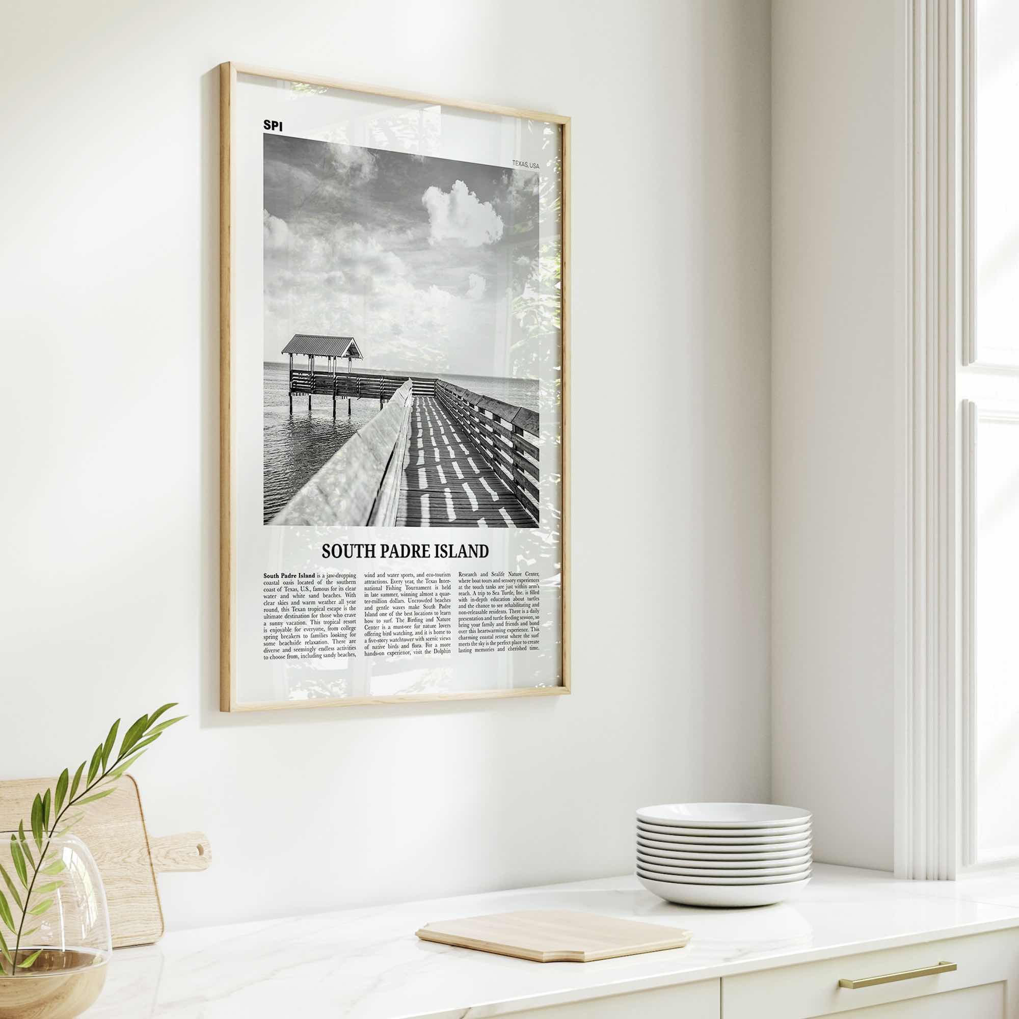 South Padre Island Print Black and White, South Padre Island Wall Art, South Padre Island Poster, South Padre Island Photo, Texas, USA