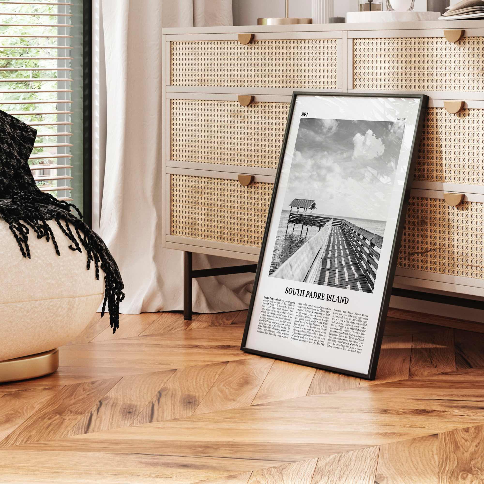 South Padre Island Print Black and White, South Padre Island Wall Art, South Padre Island Poster, South Padre Island Photo, Texas, USA