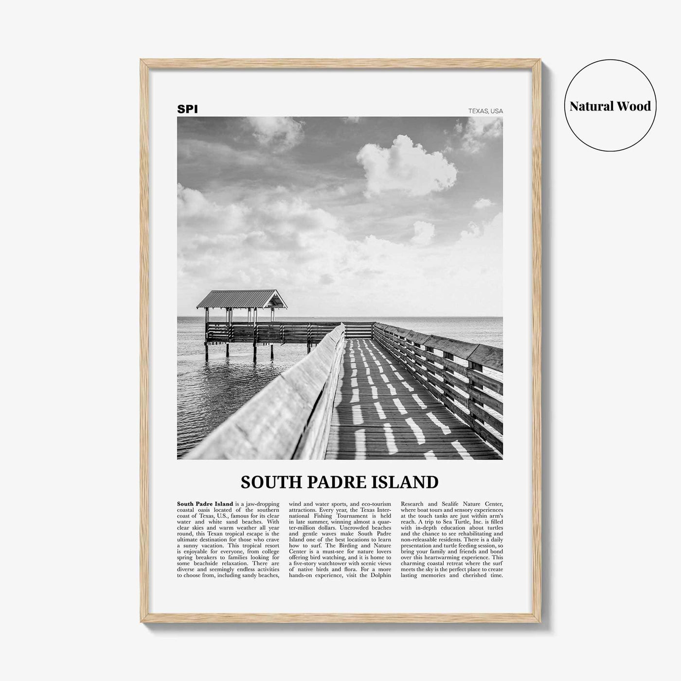 South Padre Island Print Black and White, South Padre Island Wall Art, South Padre Island Poster, South Padre Island Photo, Texas, USA