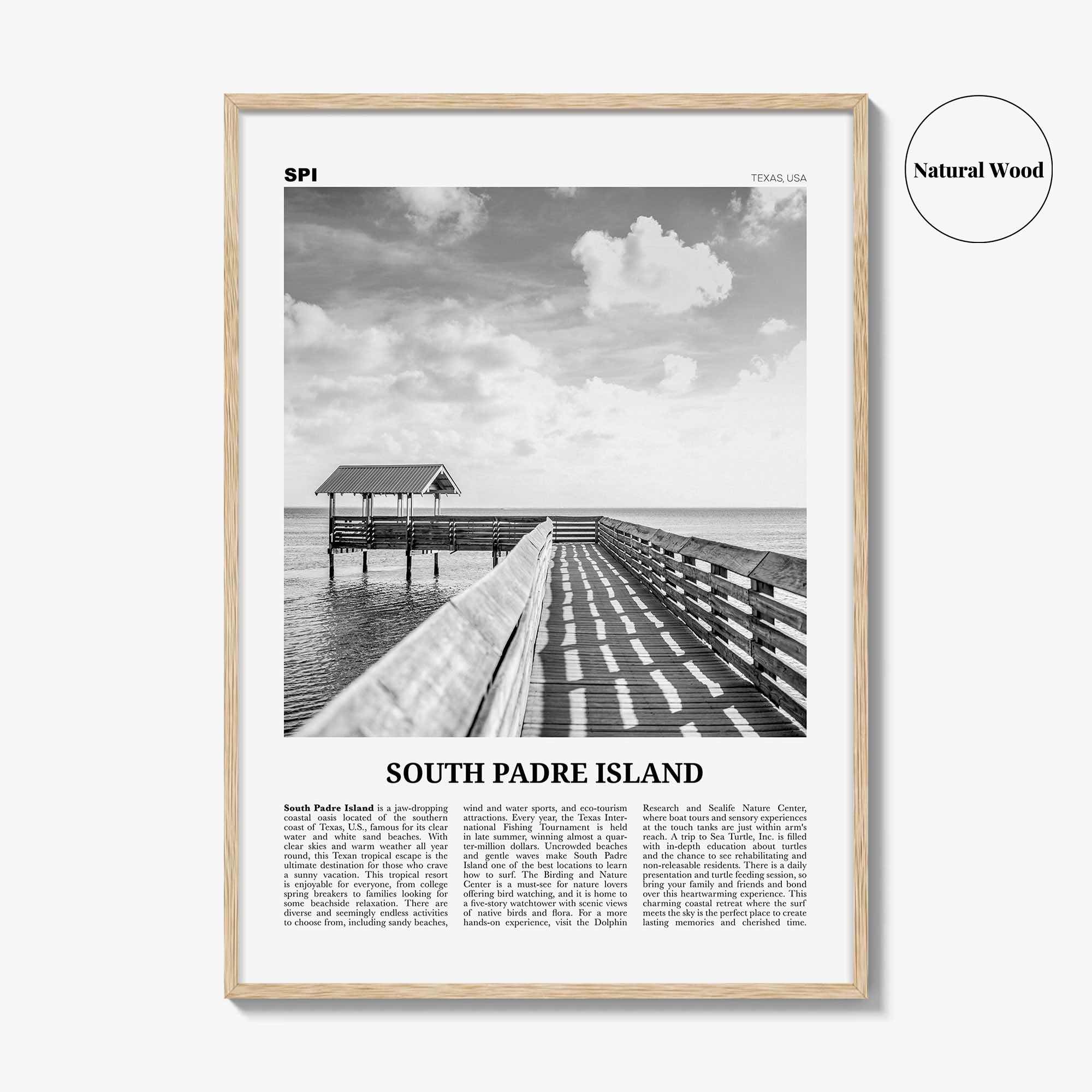 South Padre Island Print Black and White, South Padre Island Wall Art, South Padre Island Poster, South Padre Island Photo, Texas, USA