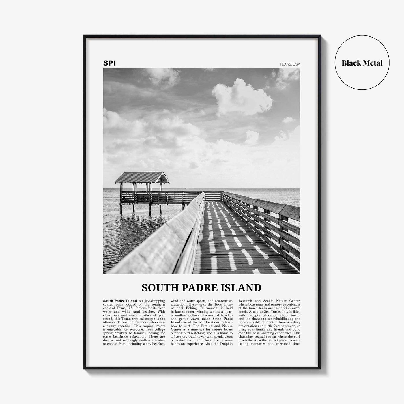 South Padre Island Print Black and White, South Padre Island Wall Art, South Padre Island Poster, South Padre Island Photo, Texas, USA