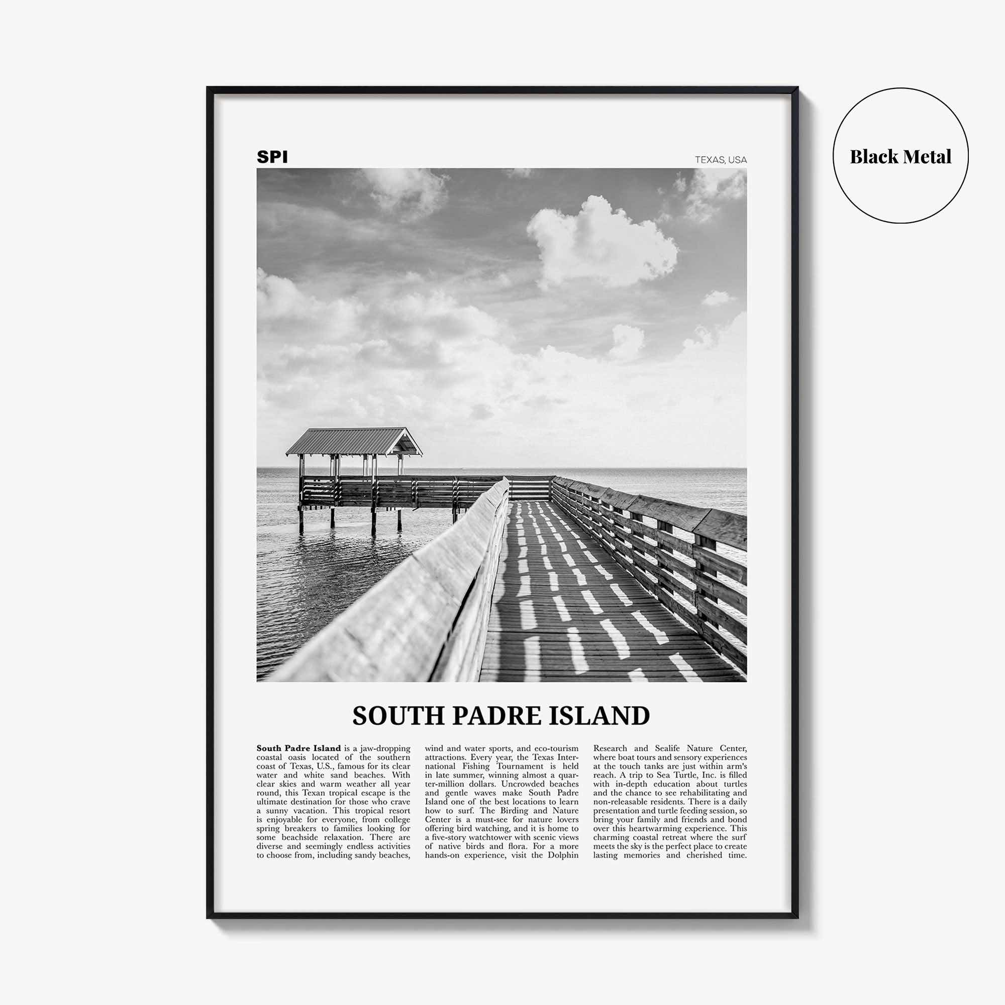 South Padre Island Print Black and White, South Padre Island Wall Art, South Padre Island Poster, South Padre Island Photo, Texas, USA