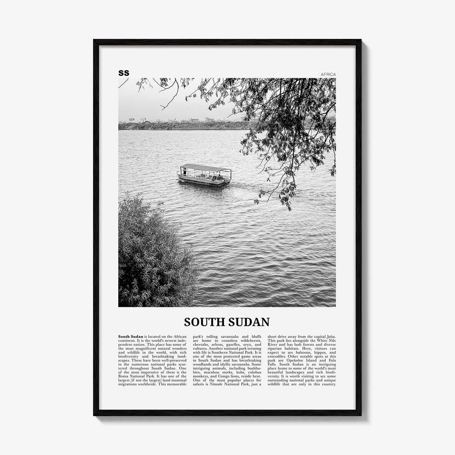 South Sudan Print Black and White, South Sudan Wall Art, South Sudan Poster, South Sudan Photo, South Sudan Wall Decor, Country Art Print