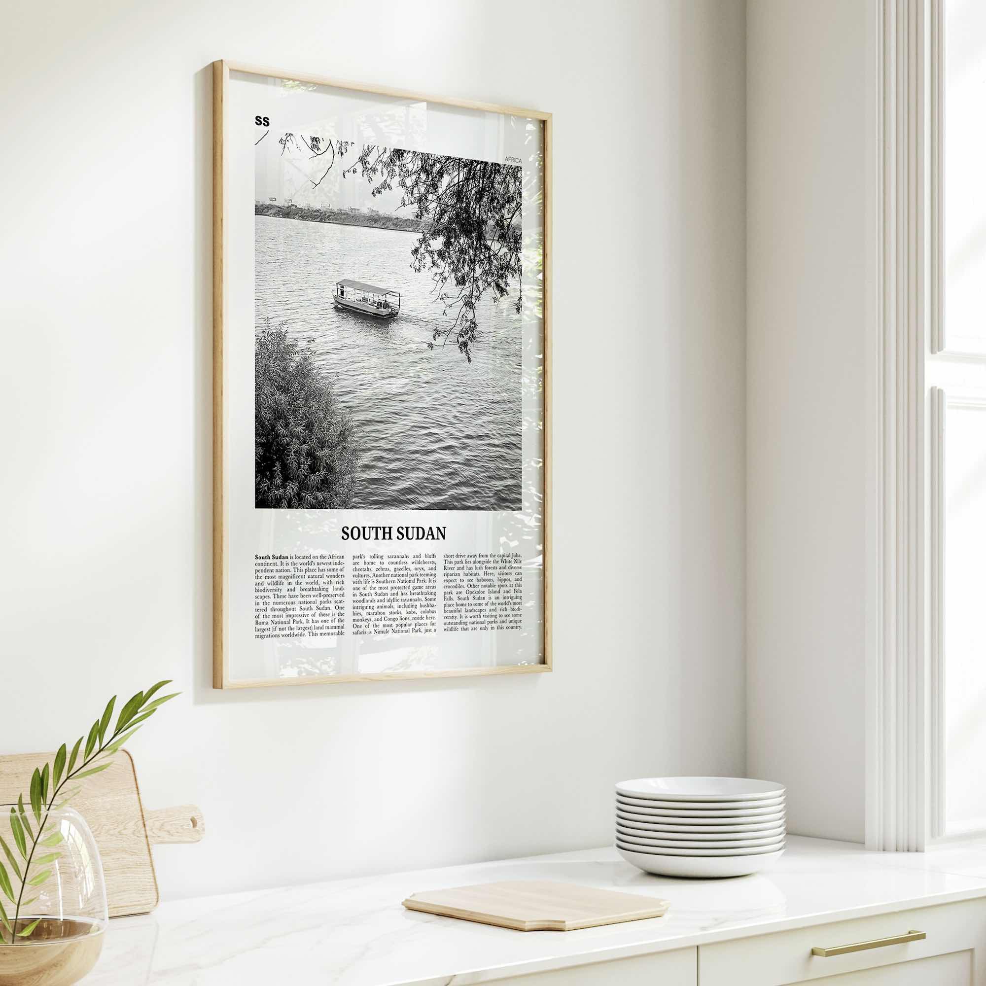 South Sudan Print Black and White, South Sudan Wall Art, South Sudan Poster, South Sudan Photo, South Sudan Wall Decor, Country Art Print