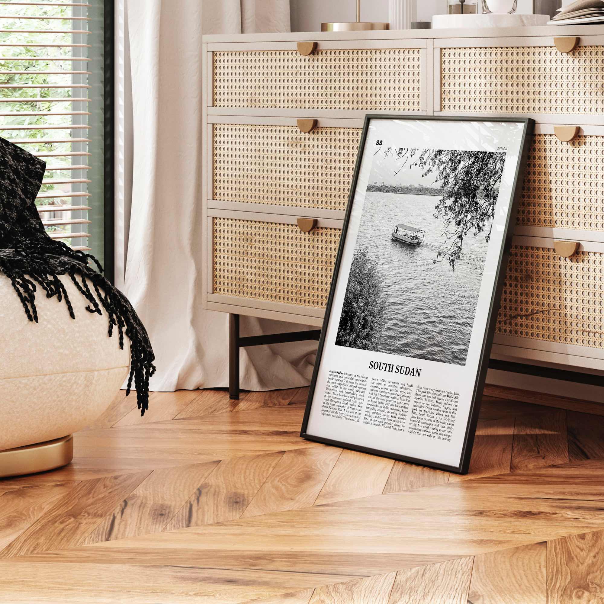 South Sudan Print Black and White, South Sudan Wall Art, South Sudan Poster, South Sudan Photo, South Sudan Wall Decor, Country Art Print