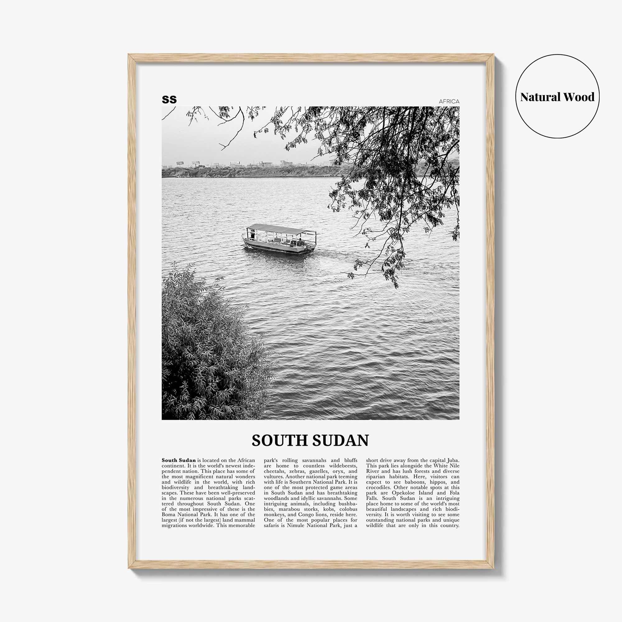 South Sudan Print Black and White, South Sudan Wall Art, South Sudan Poster, South Sudan Photo, South Sudan Wall Decor, Country Art Print