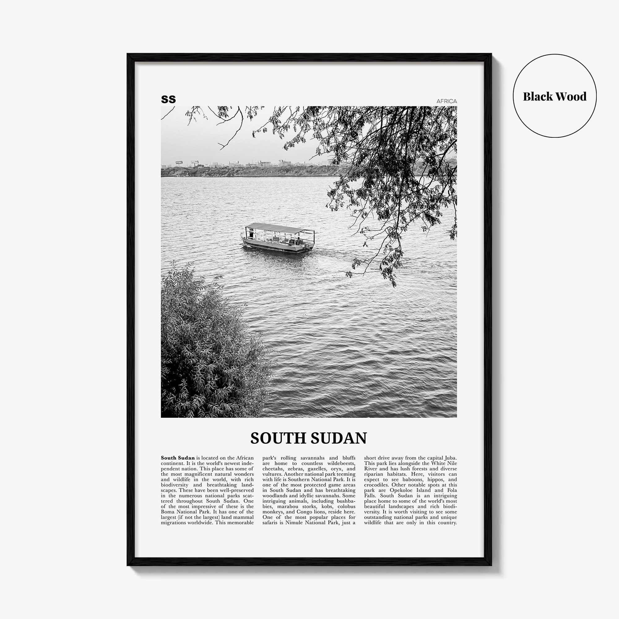 South Sudan Print Black and White, South Sudan Wall Art, South Sudan Poster, South Sudan Photo, South Sudan Wall Decor, Country Art Print