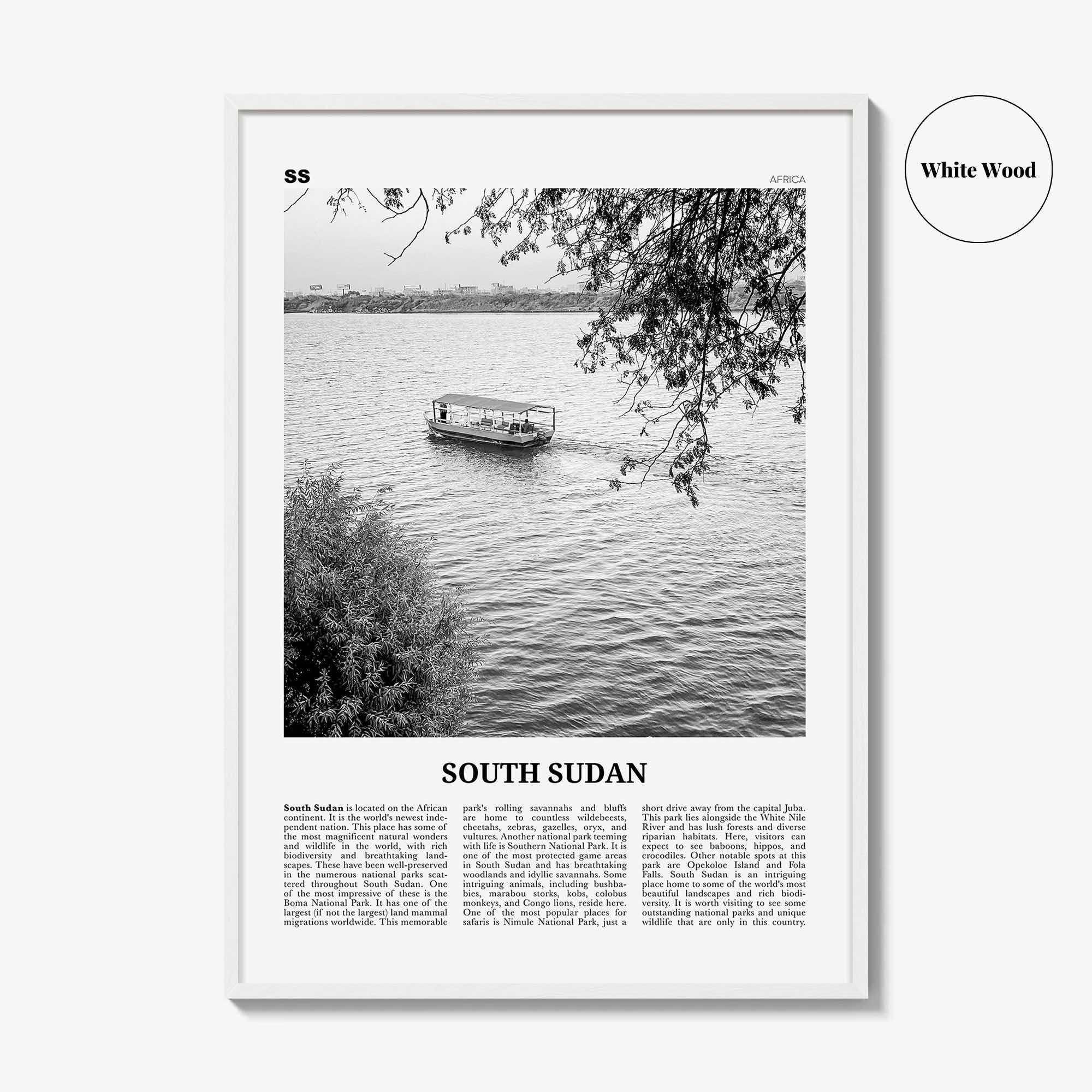 South Sudan Print Black and White, South Sudan Wall Art, South Sudan Poster, South Sudan Photo, South Sudan Wall Decor, Country Art Print