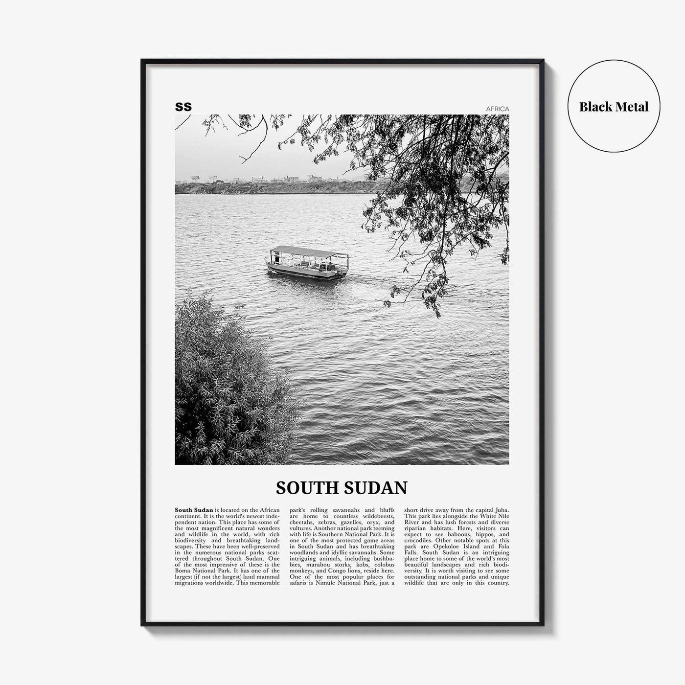South Sudan Print Black and White, South Sudan Wall Art, South Sudan Poster, South Sudan Photo, South Sudan Wall Decor, Country Art Print