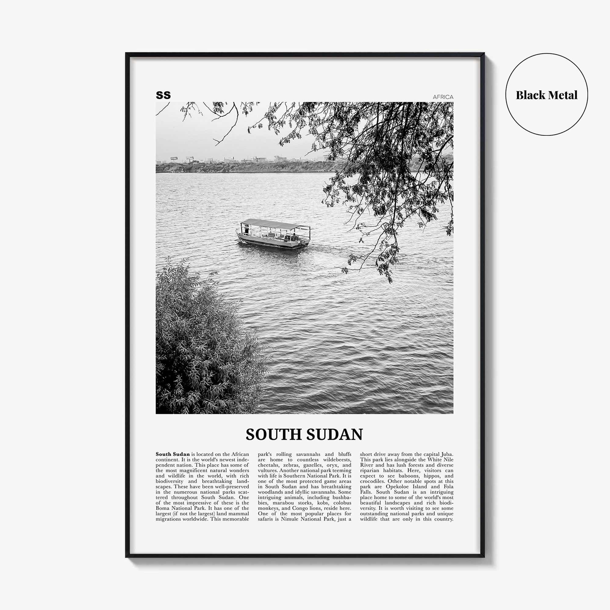 South Sudan Print Black and White, South Sudan Wall Art, South Sudan Poster, South Sudan Photo, South Sudan Wall Decor, Country Art Print