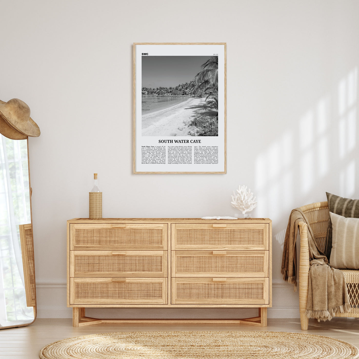 South Water Caye Travel B&W Poster