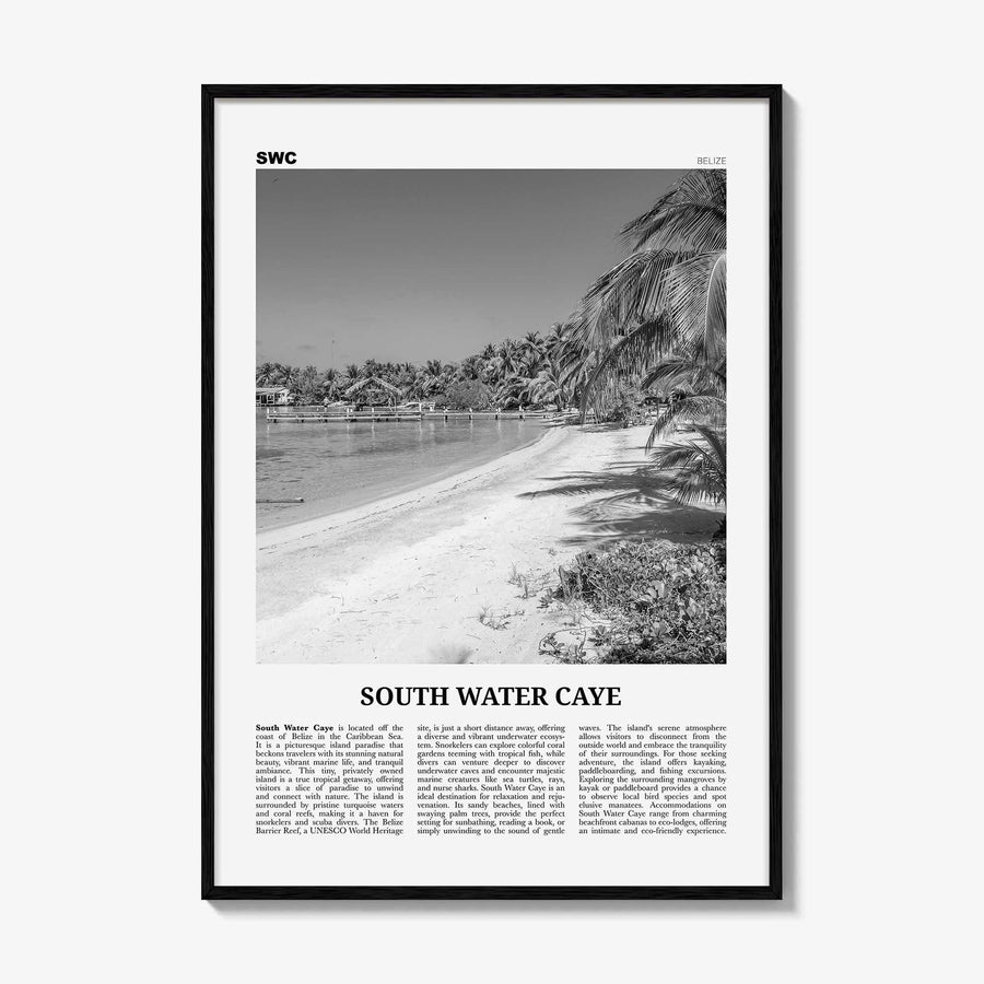 South Water Caye Print Black and White, South Water Caye Wall Art, South Water Caye Poster, South Water Caye Photo, Wall Décor, Belize