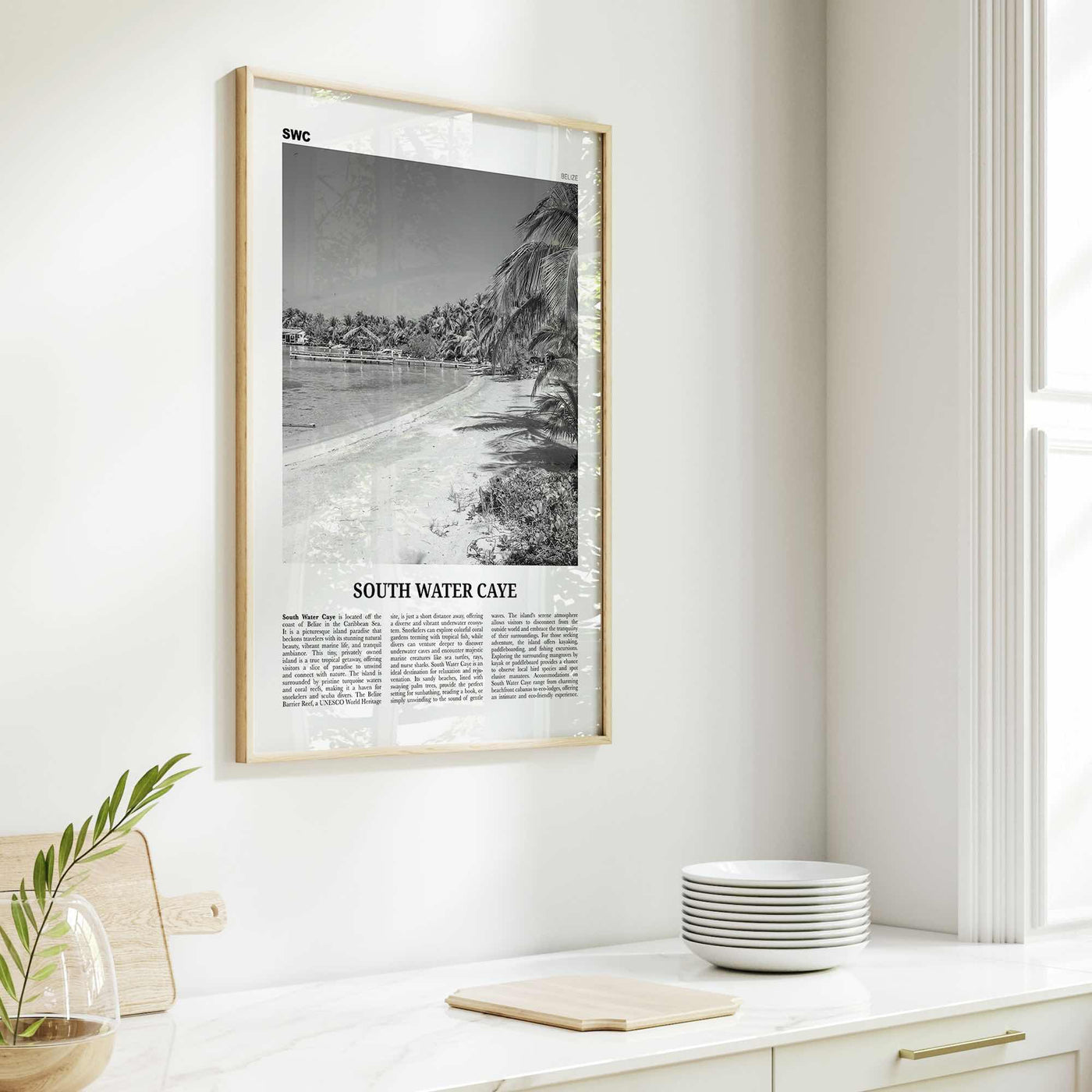 South Water Caye Print Black and White, South Water Caye Wall Art, South Water Caye Poster, South Water Caye Photo, Wall Décor, Belize