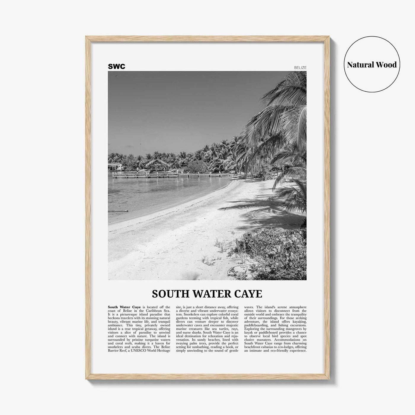 South Water Caye Print Black and White, South Water Caye Wall Art, South Water Caye Poster, South Water Caye Photo, Wall Décor, Belize