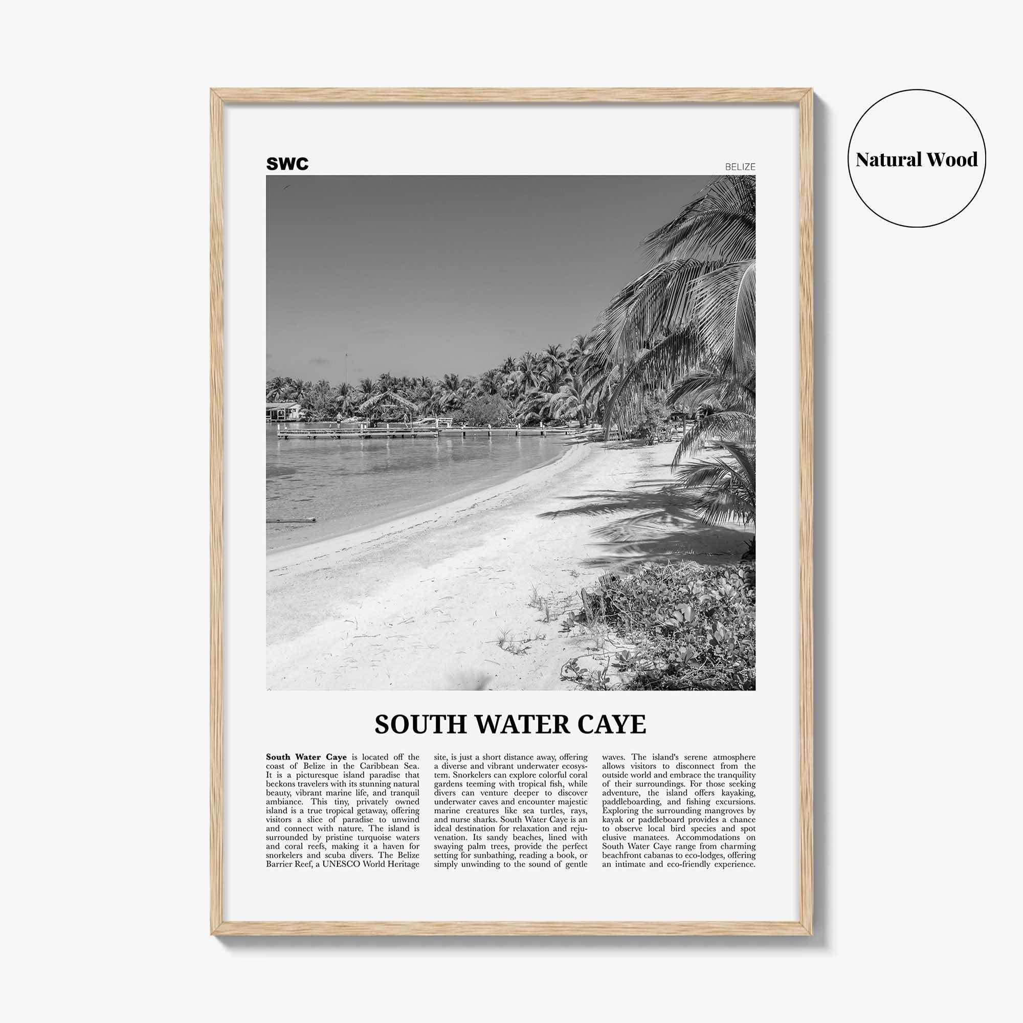 South Water Caye Print Black and White, South Water Caye Wall Art, South Water Caye Poster, South Water Caye Photo, Wall Décor, Belize