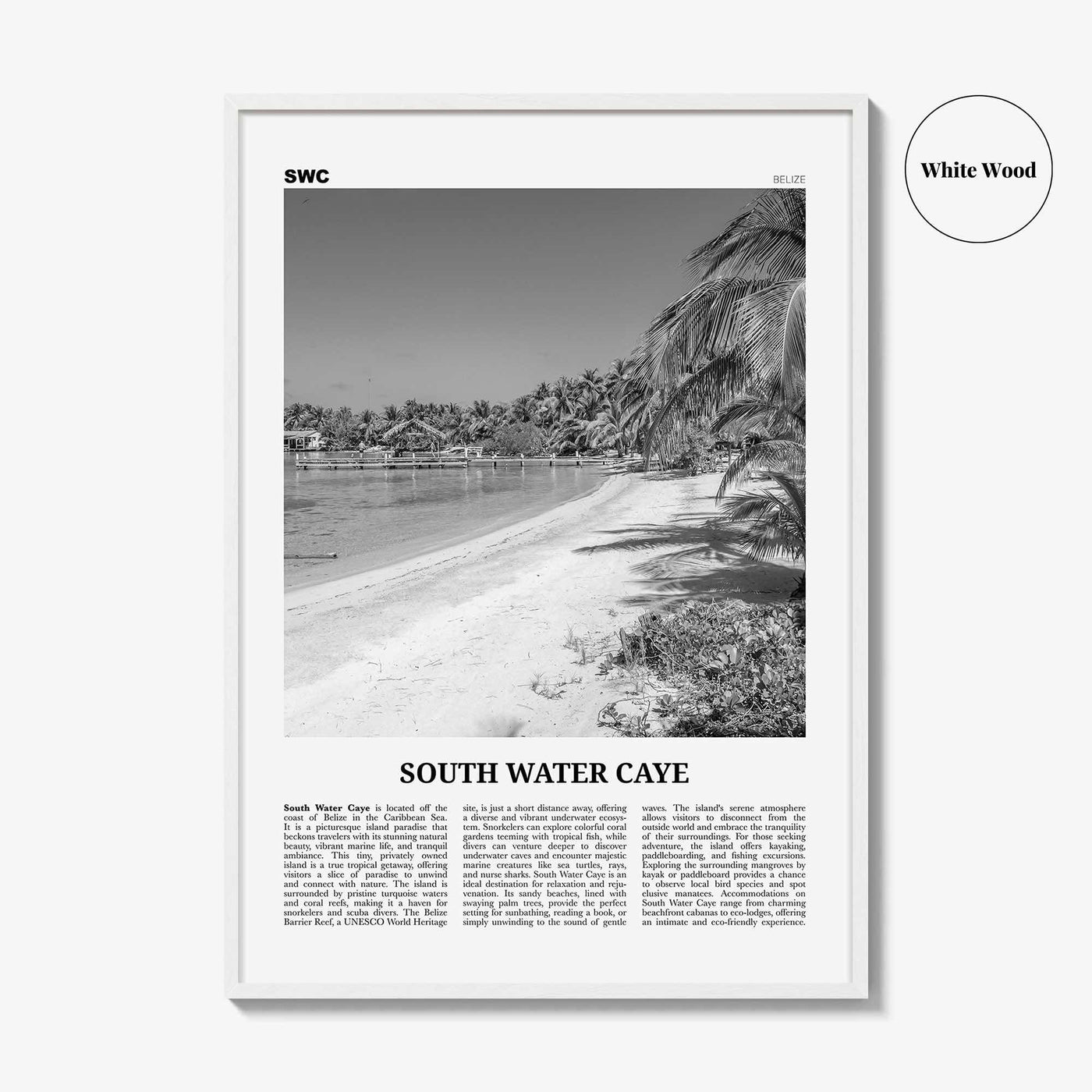 South Water Caye Print Black and White, South Water Caye Wall Art, South Water Caye Poster, South Water Caye Photo, Wall Décor, Belize