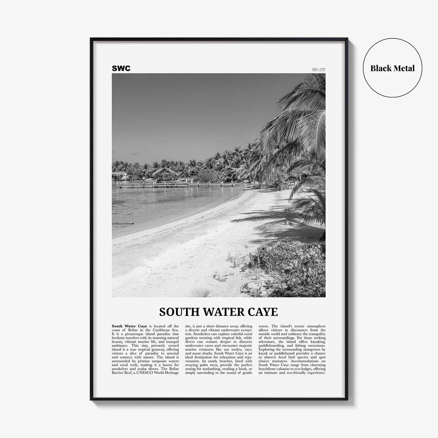 South Water Caye Print Black and White, South Water Caye Wall Art, South Water Caye Poster, South Water Caye Photo, Wall Décor, Belize