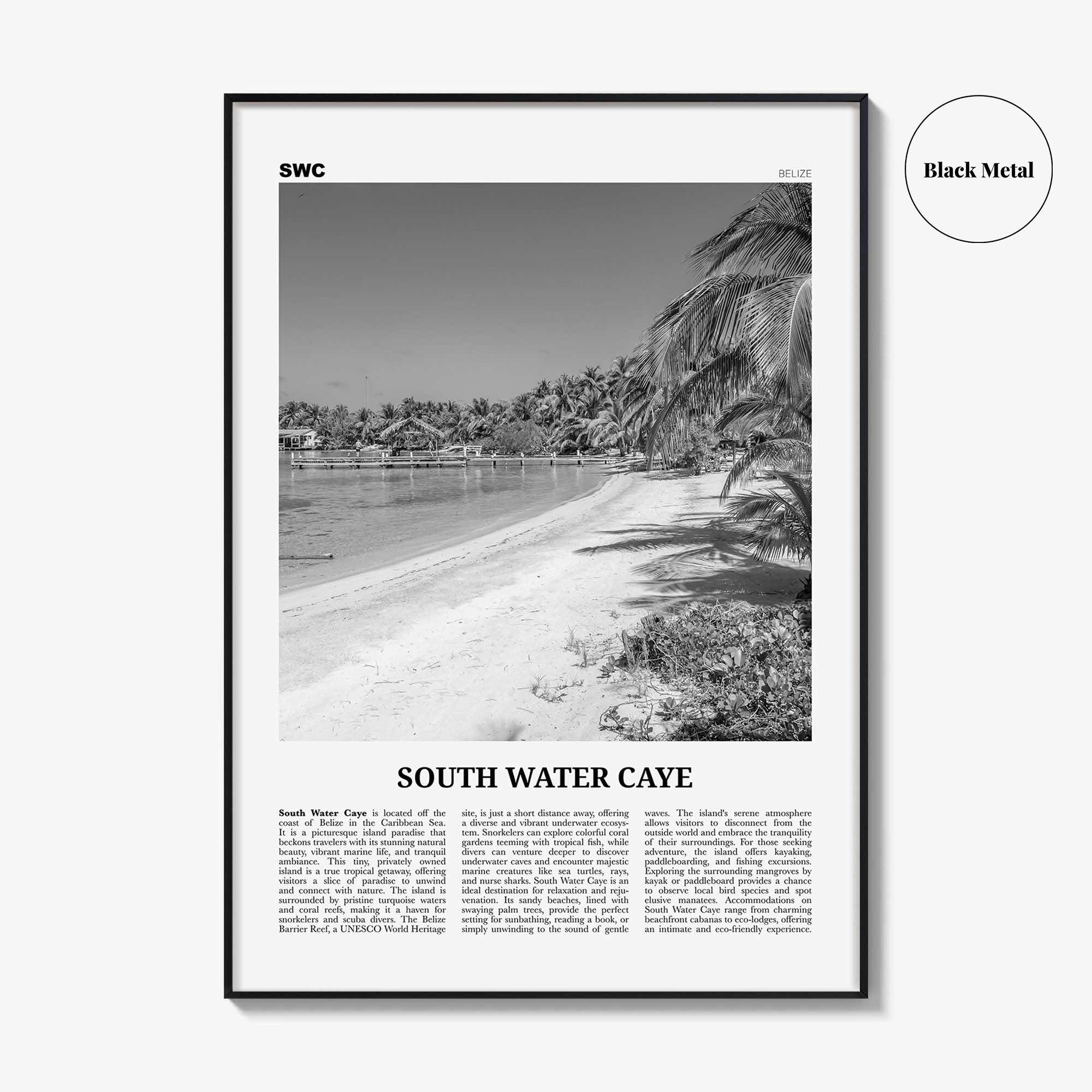 South Water Caye Print Black and White, South Water Caye Wall Art, South Water Caye Poster, South Water Caye Photo, Wall Décor, Belize