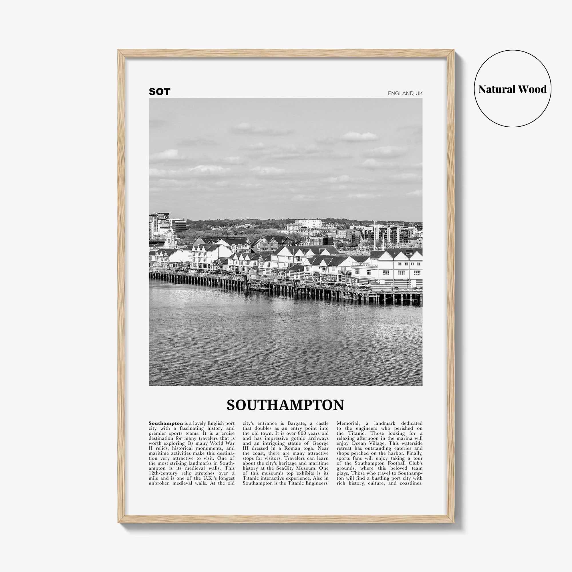 Southampton Print Black and White England, Southampton Wall Art, Southampton Poster, Southampton Photo, Southampton Wall Décor, UK