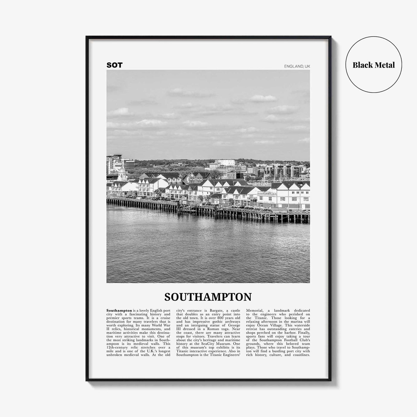 Southampton Print Black and White England, Southampton Wall Art, Southampton Poster, Southampton Photo, Southampton Wall Décor, UK