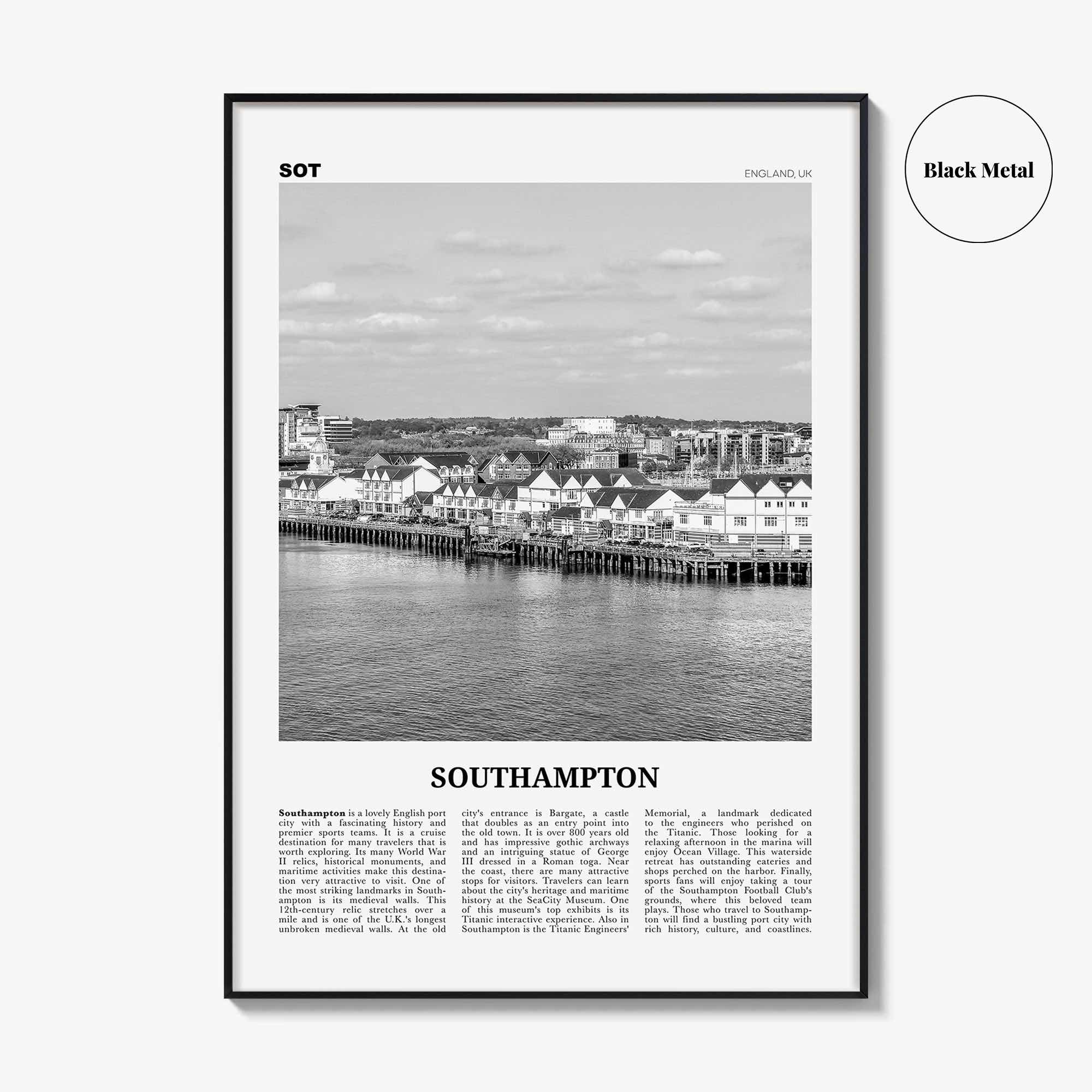 Southampton Print Black and White England, Southampton Wall Art, Southampton Poster, Southampton Photo, Southampton Wall Décor, UK