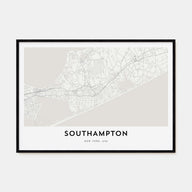 Southampton, New York Map Landscape Poster