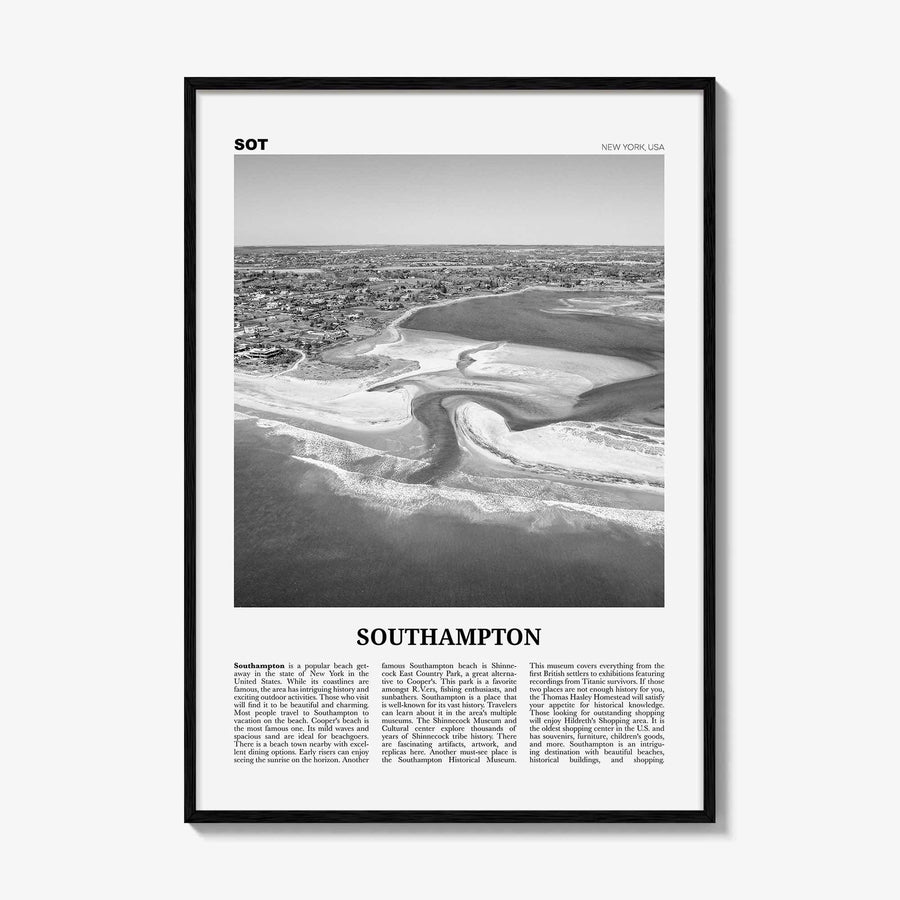 Southampton Print Black and White New York, Southampton Wall Art, Southampton Poster, Southampton Photo, Southampton Wall Décor, USA