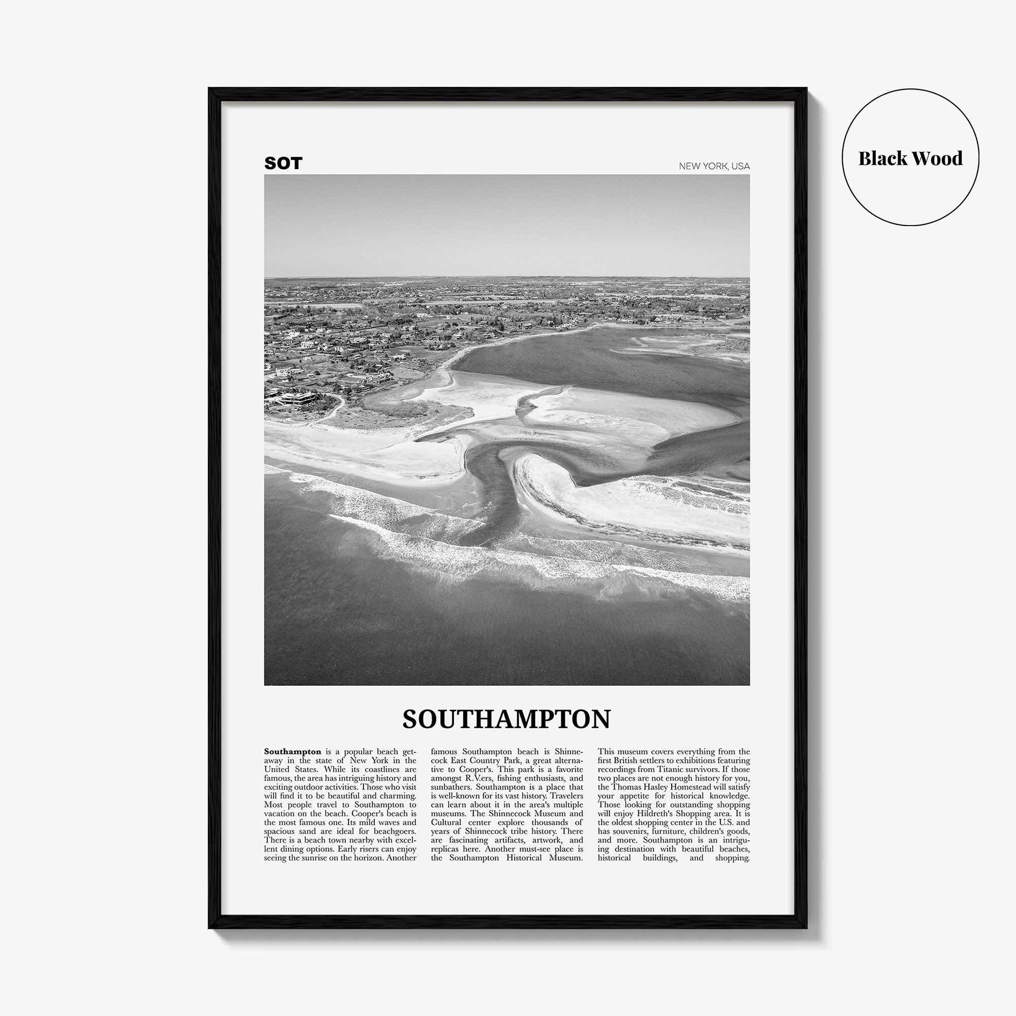 Southampton Print Black and White New York, Southampton Wall Art, Southampton Poster, Southampton Photo, Southampton Wall Décor, USA