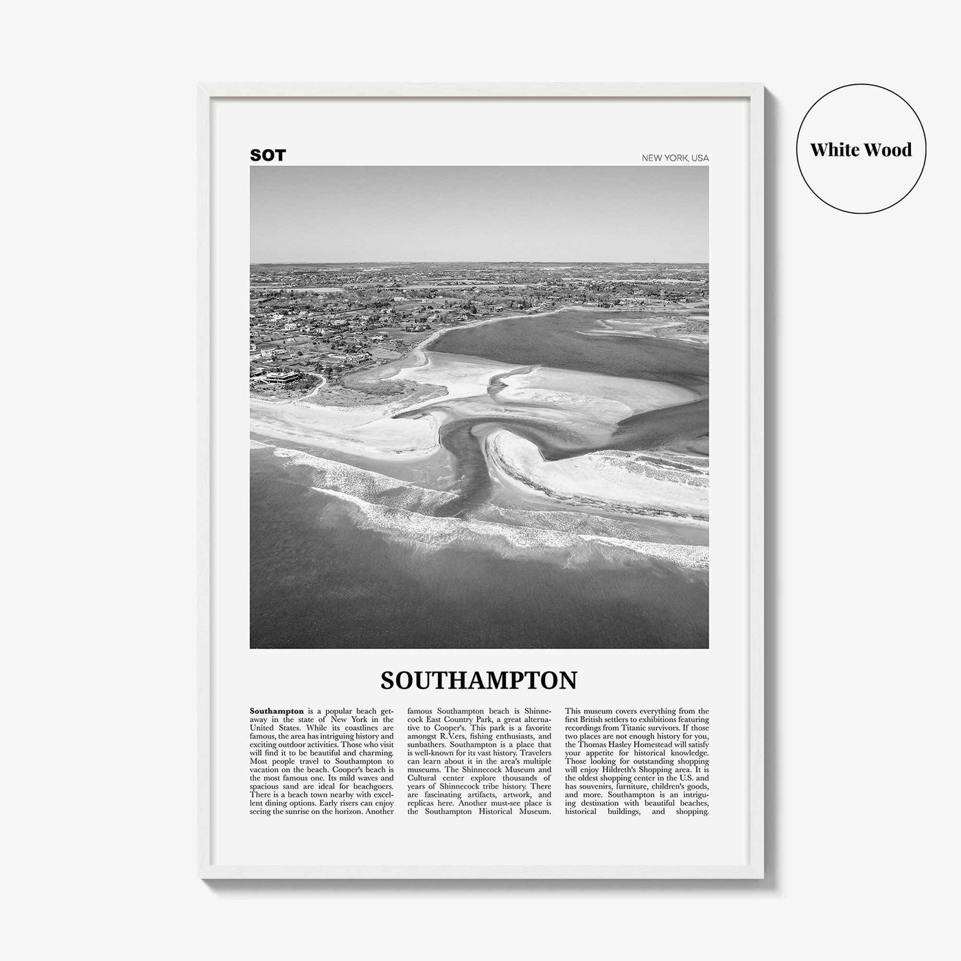 Southampton Print Black and White New York, Southampton Wall Art, Southampton Poster, Southampton Photo, Southampton Wall Décor, USA