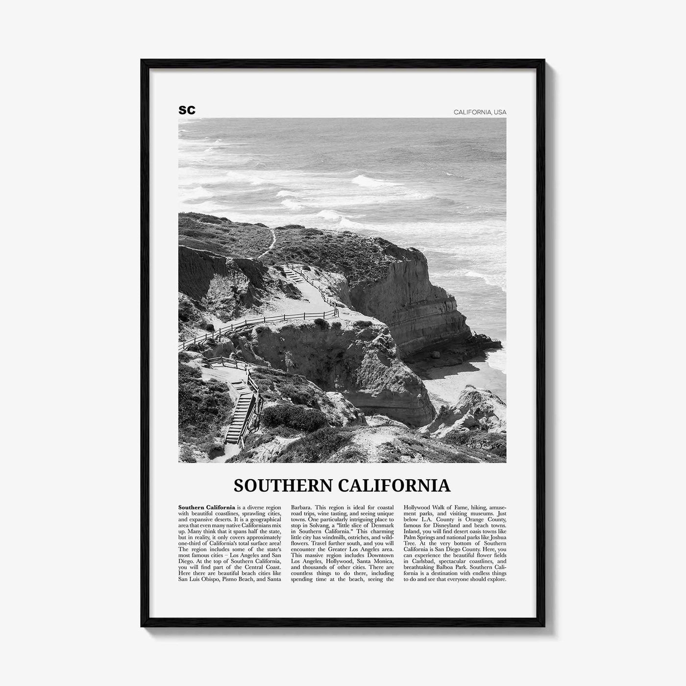 Southern California Print Black and White, California Wall Art, Southern California Poster, California Photo, California Wall Décor, USA