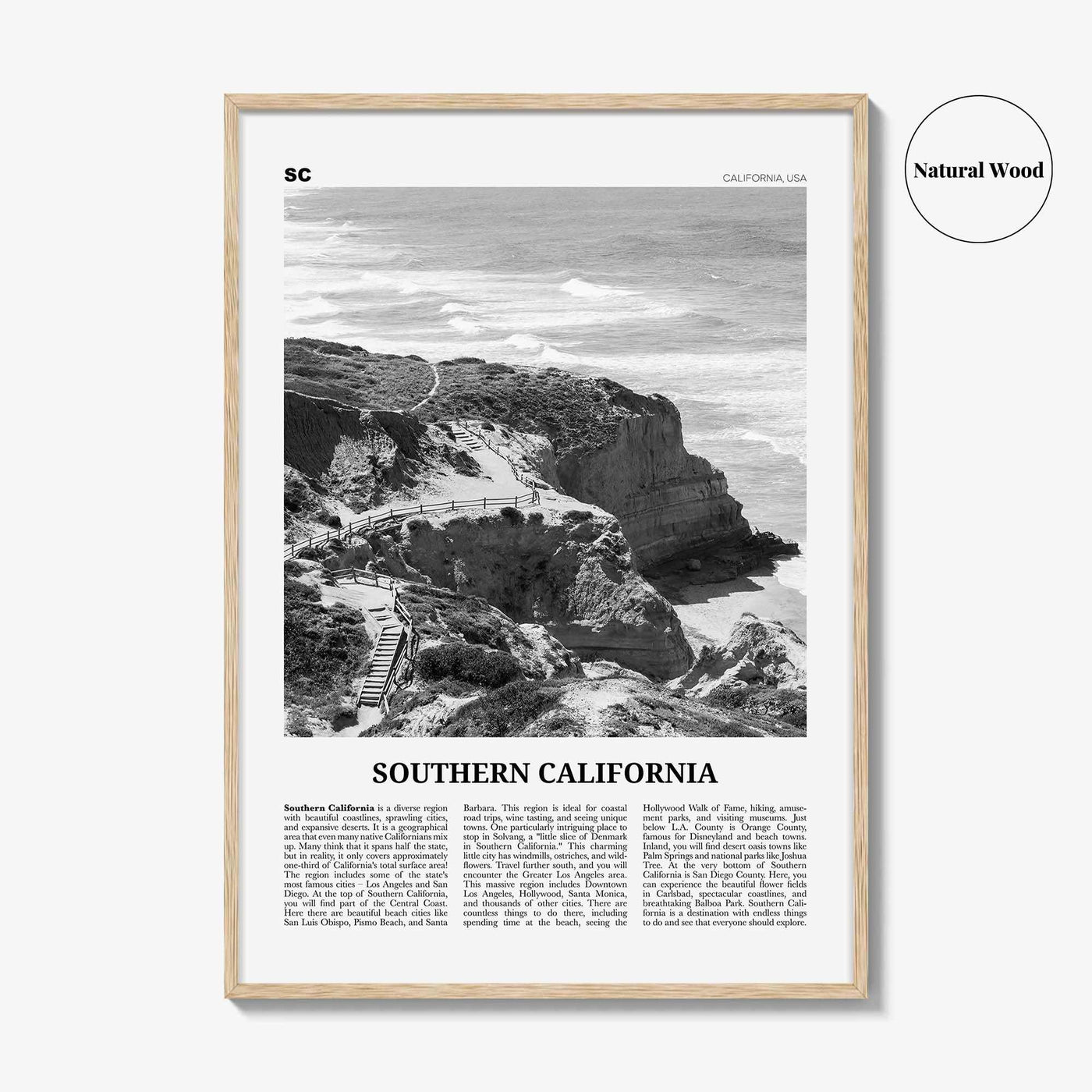 Southern California Print Black and White, California Wall Art, Southern California Poster, California Photo, California Wall Décor, USA