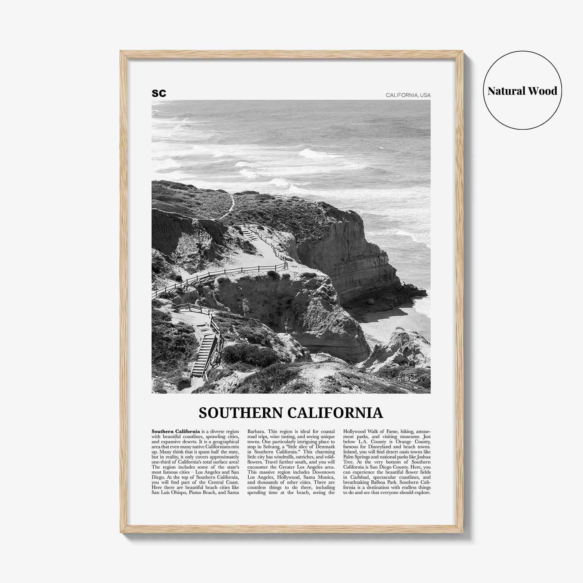 Southern California Print Black and White, California Wall Art, Southern California Poster, California Photo, California Wall Décor, USA