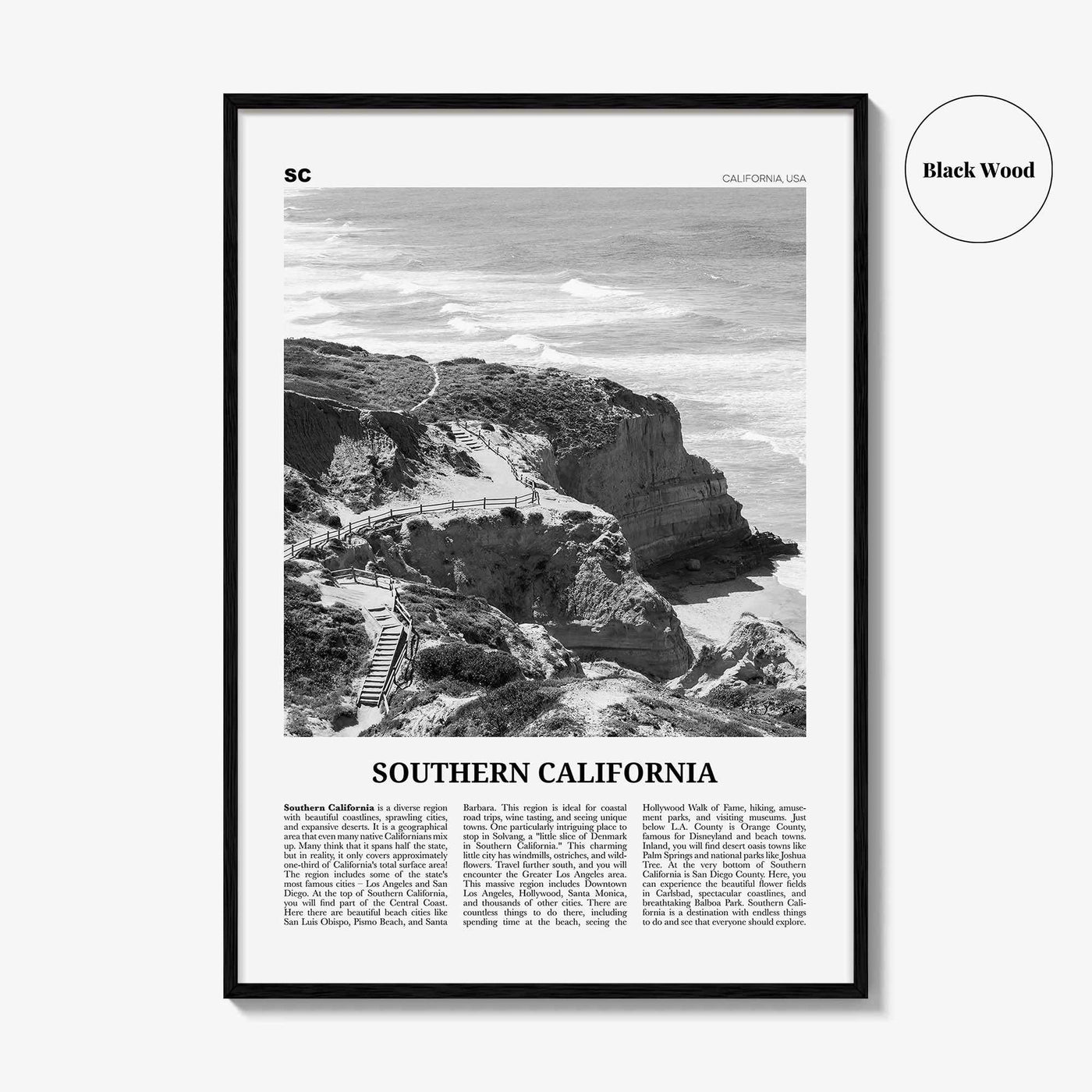 Southern California Print Black and White, California Wall Art, Southern California Poster, California Photo, California Wall Décor, USA