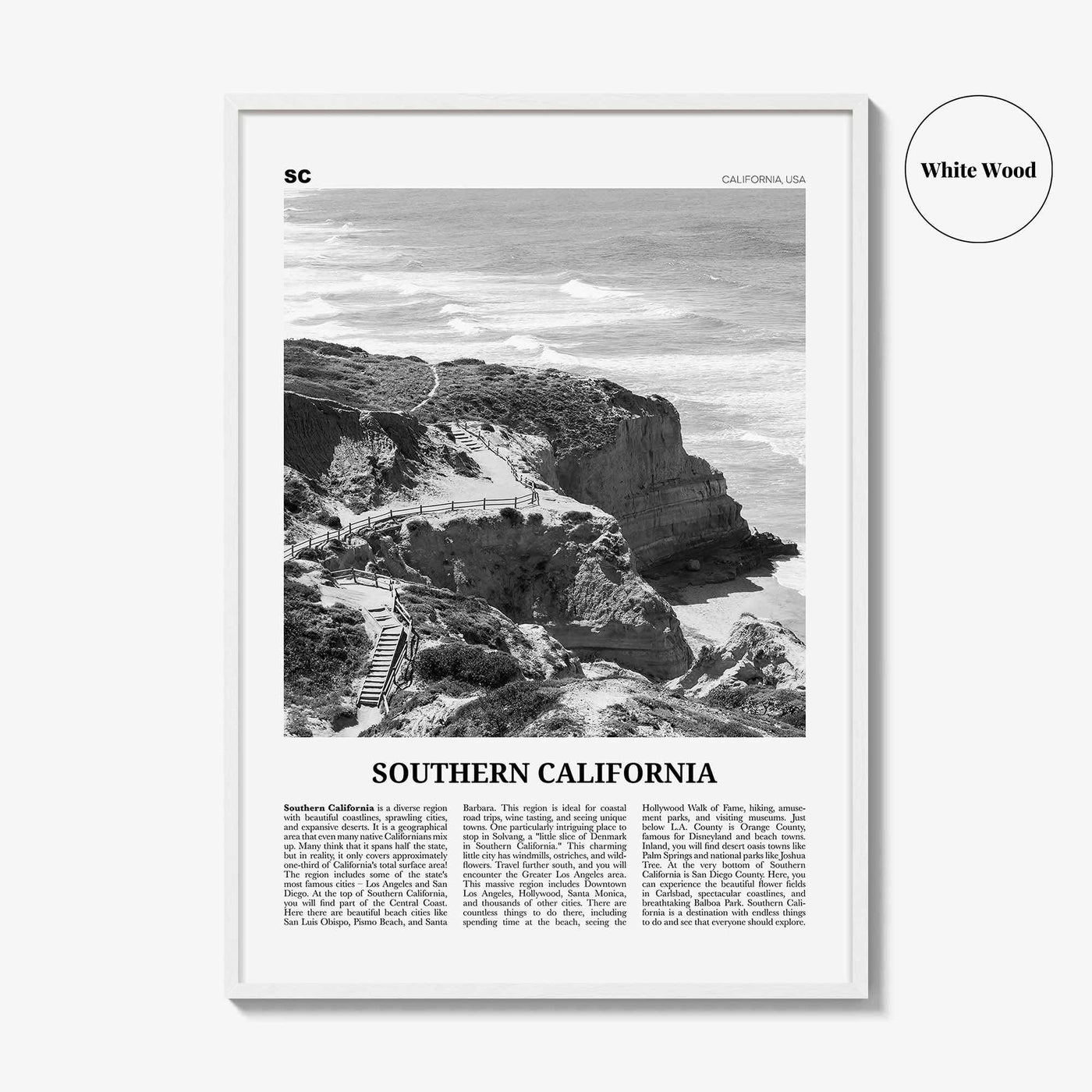 Southern California Print Black and White, California Wall Art, Southern California Poster, California Photo, California Wall Décor, USA