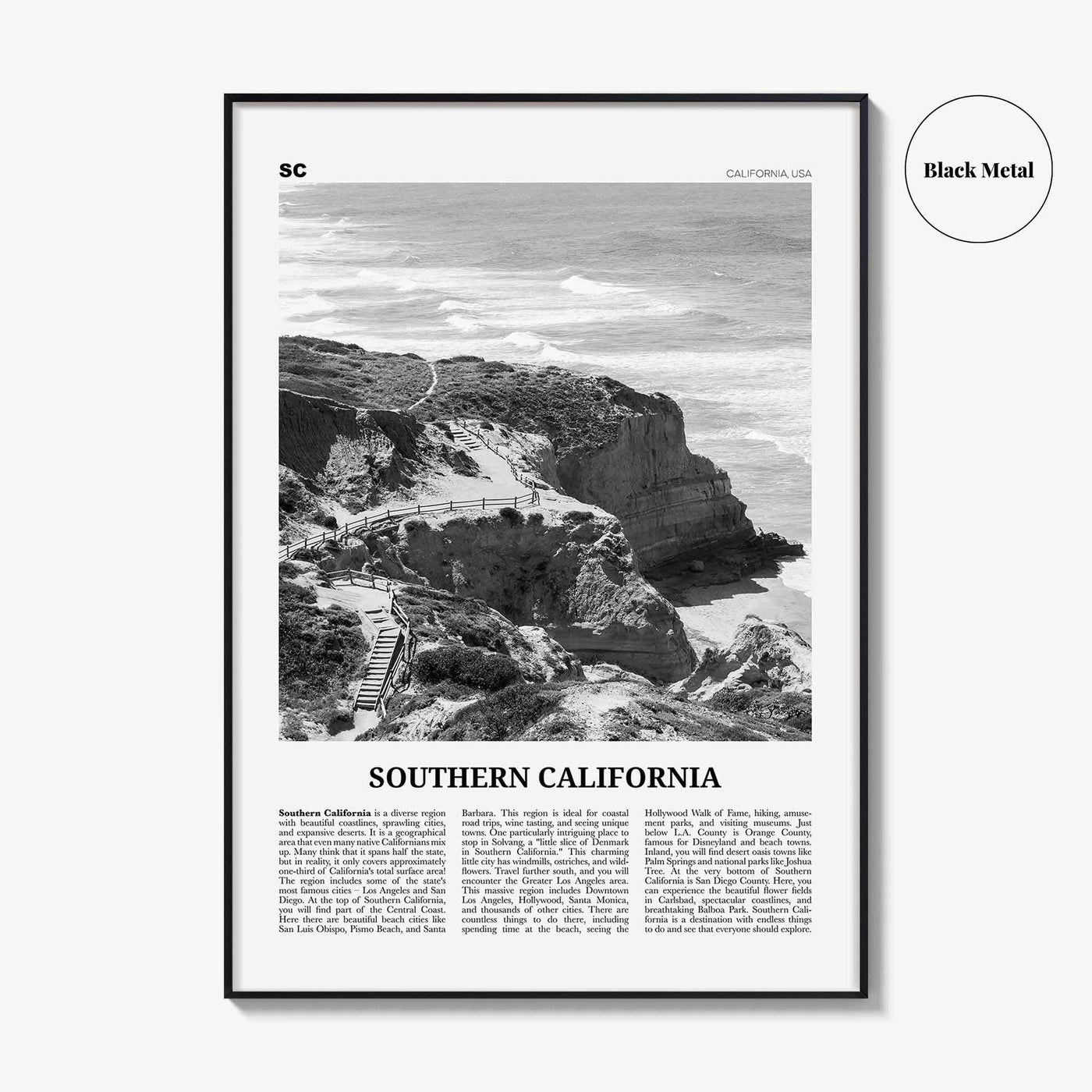 Southern California Print Black and White, California Wall Art, Southern California Poster, California Photo, California Wall Décor, USA