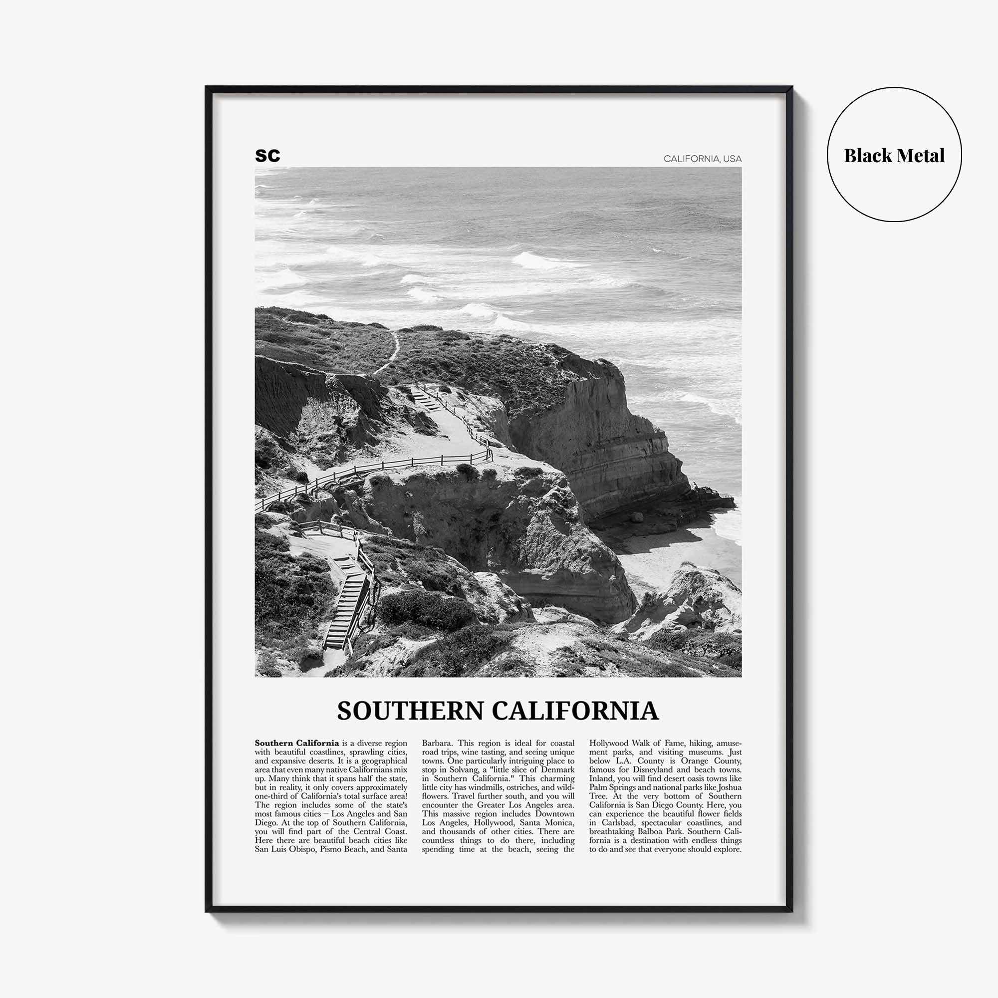 Southern California Print Black and White, California Wall Art, Southern California Poster, California Photo, California Wall Décor, USA