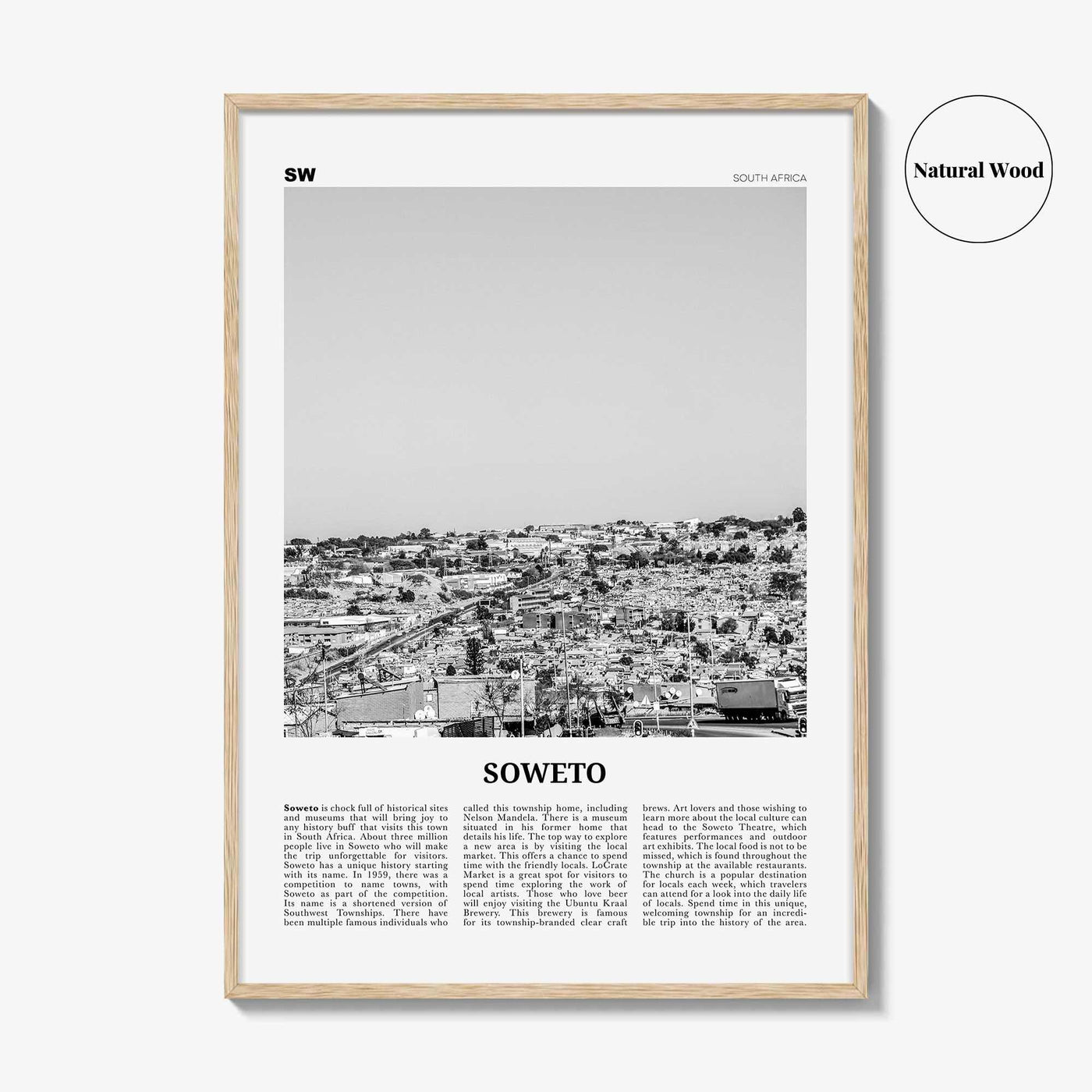 Soweto Print Black and White, Soweto Wall Art, Soweto Poster, Soweto Photo, Soweto Wall Décor, Soweto Map, South Africa